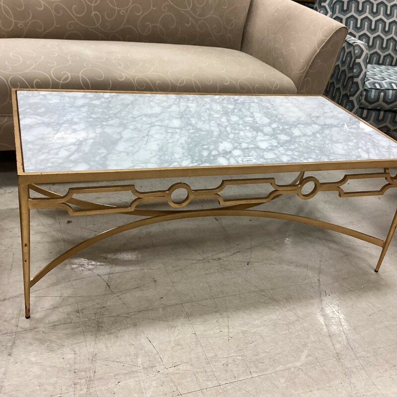 Marble Coffee Table, Gold, White/ Gra
48 In x 24 In x 18 In T