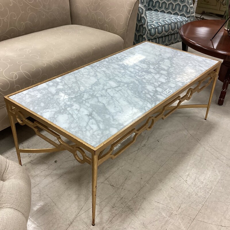 Marble Coffee Table, Gold, White/ Gra
48 In x 24 In x 18 In T