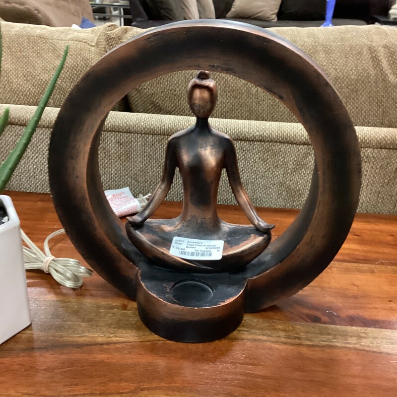 Yoga Pose In Circle, Brown, W/ Tealight
12 in x 12in