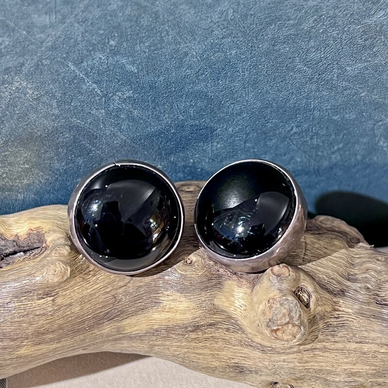 Sterling black rounds earrings