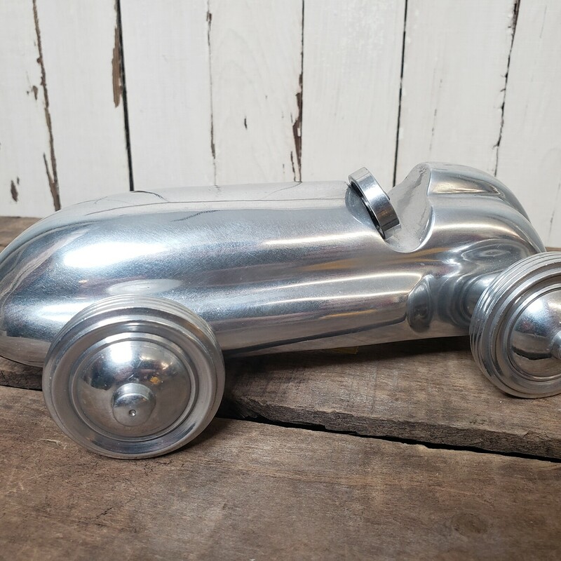 Metal Racecar, Silver, Size: 9x4