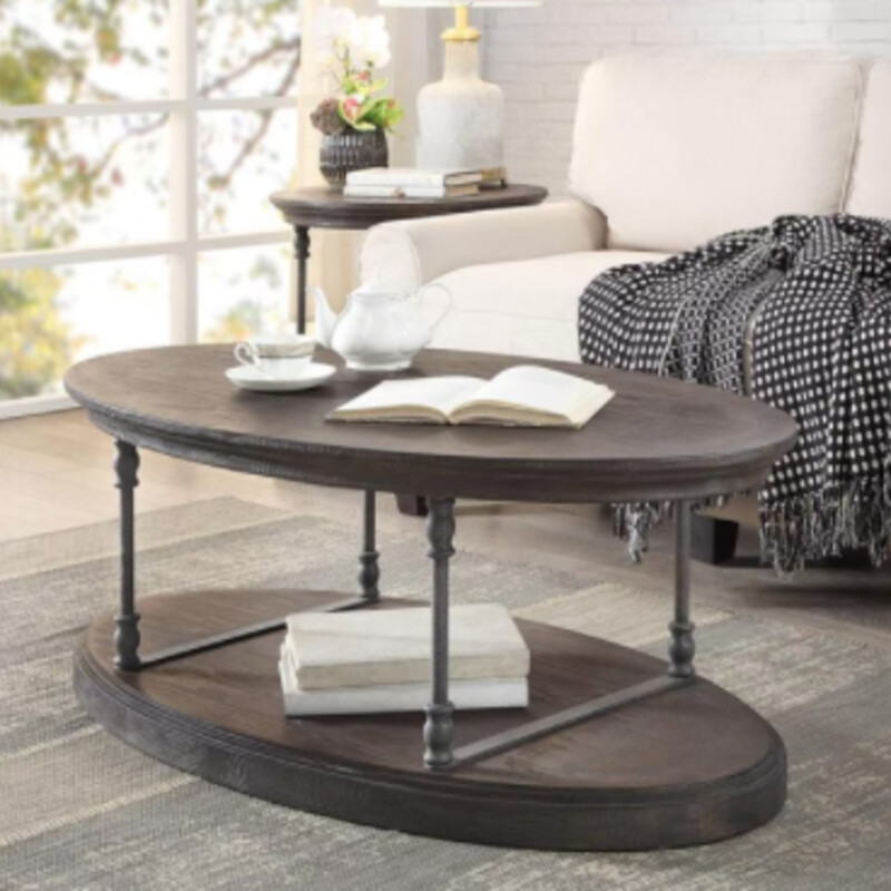 Oval Wood Coffee Table 