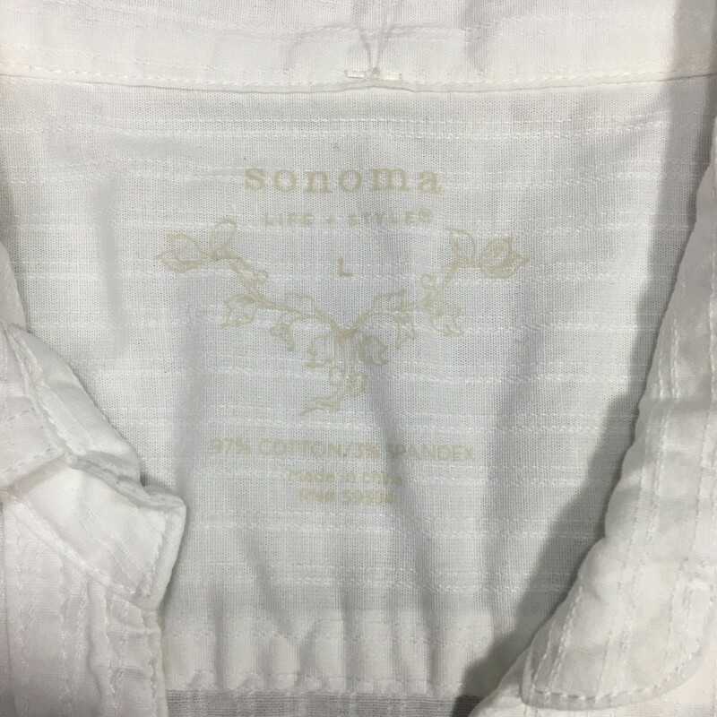 Sonoma Life Style, White, Size: L
Sonoma Life Style, White, Size: L
97% cotton, 3% Spandex, short sleeves collared button up shirt, 2 front button closure pockets.

5.4 oz