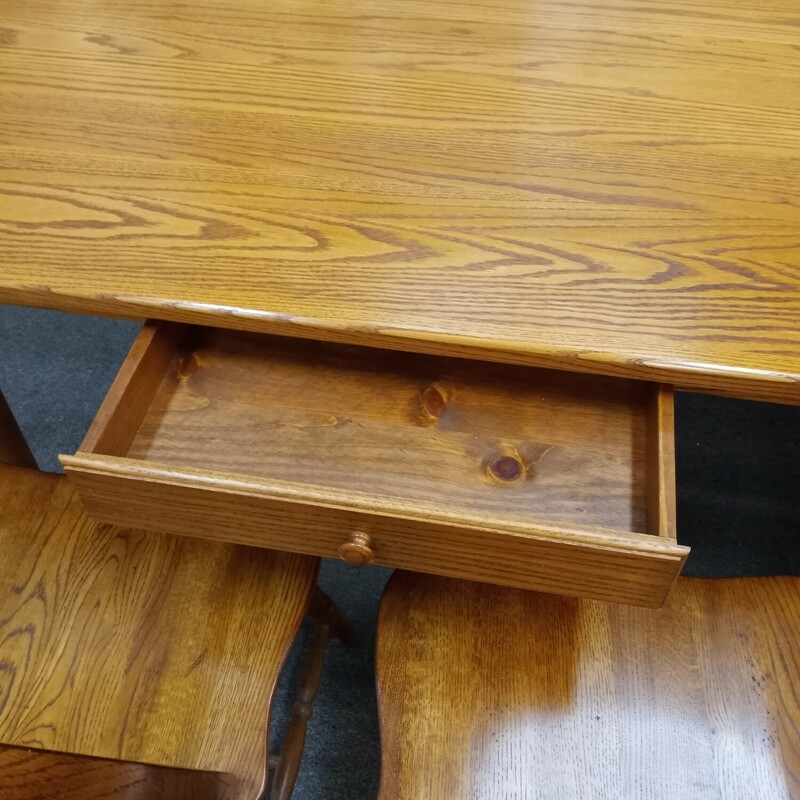 Solid Oak Desk Dining table with center drawer