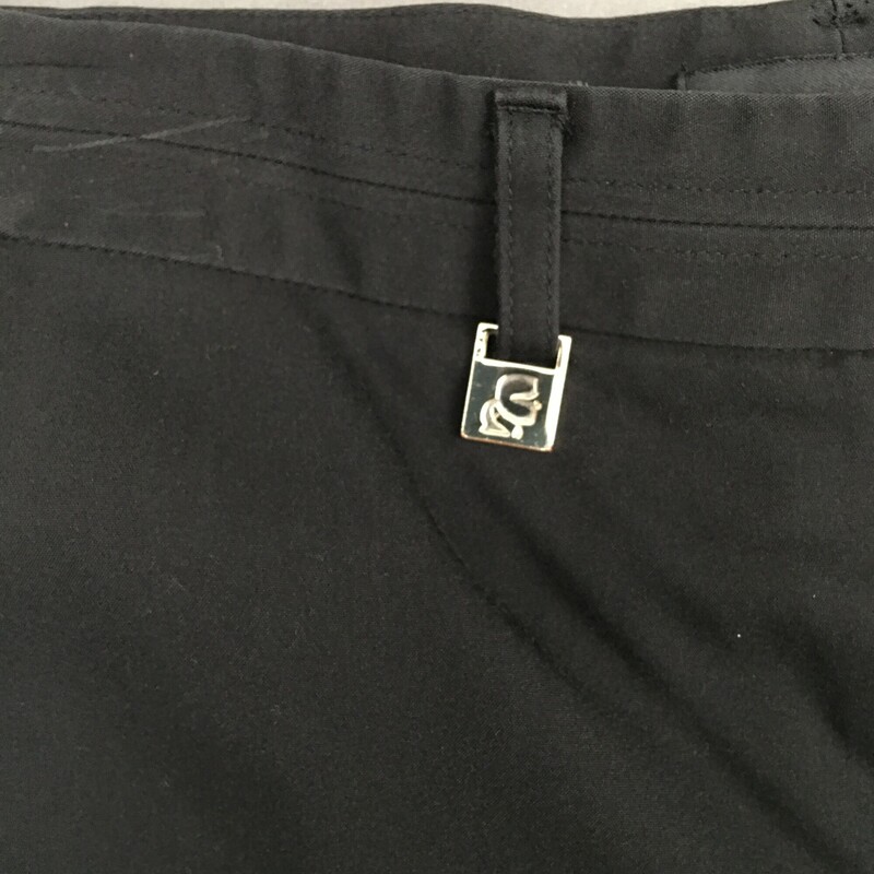 Karl Lagerfield, Black, Size: 10
 Women’s Black Dress Pants
Skinny Leg, Zip, hook and missing button closure. Cotton Blend,  Lightweight, Mid rise.
7.2 oz