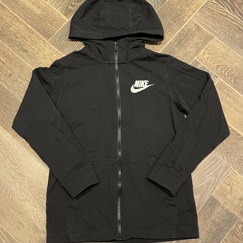Nike Hooded Cotton Jacket, Black, Size: 7-8Y
