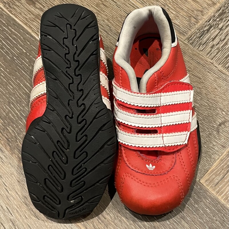 Adidas Velcro Shoes, Red, Size: 7T
