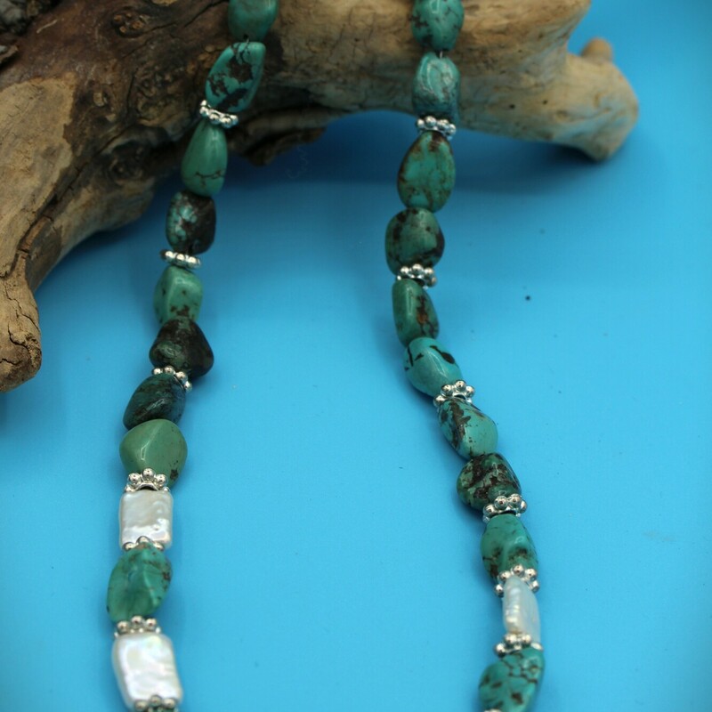NK Turq & Biwa Pearls, Multi, Size: 18 Inch