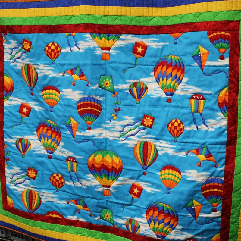 Quilt Balloons W/kites, Multi, Size: 55x47