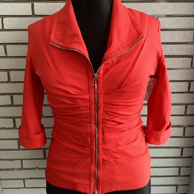 Ls Zip Up Jacket, Red, Size: 16 Lrg