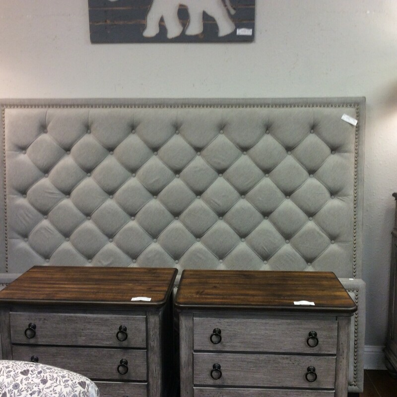 This is a pair of beautiful rustic gray with dark top nightstands. These night stands have 3 drawers.
