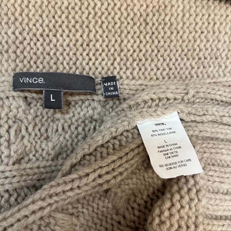 VINCE Cable Knit Cardigan<br />
Beige<br />
Size: Large