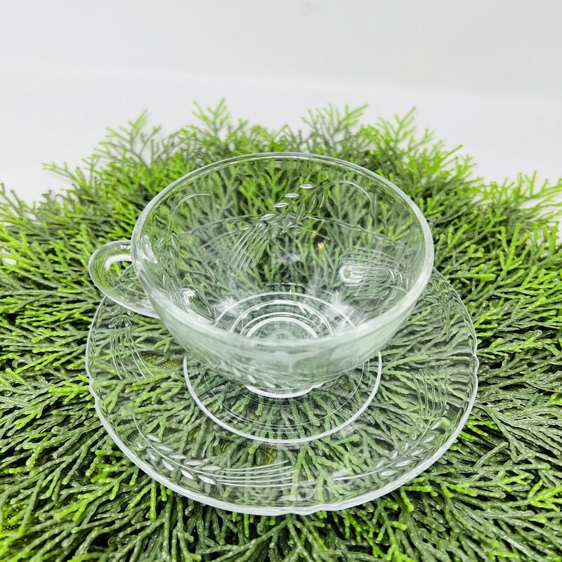 Etched Glass Teacup Set