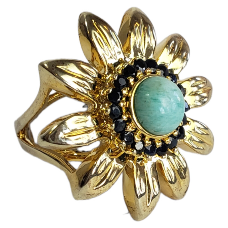 NEW  Saphire Amazonite Ring<br />
<br />
 925<br />
<br />
 Size: unknown<br />
<br />
Color: Gold