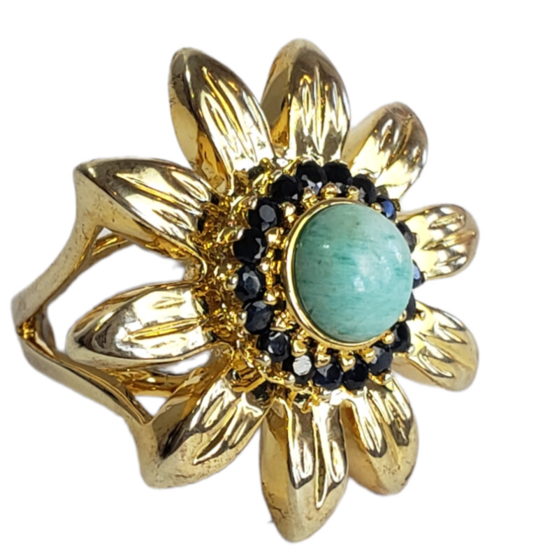 NEW  Saphire Amazonite Ring

 925

 Size: unknown

Color: Gold