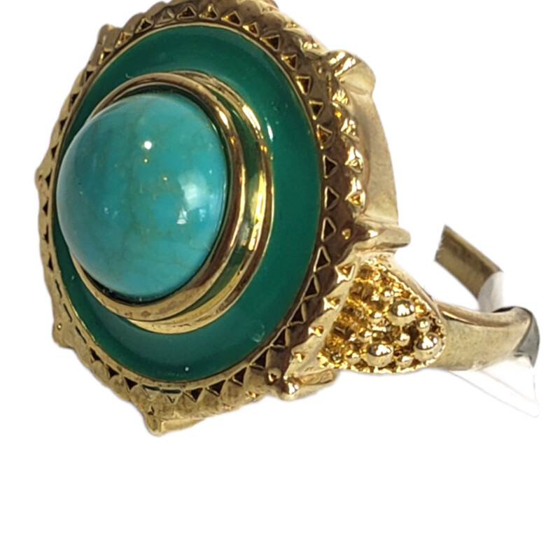 NEW Gemstone Turquoise Ring<br />
<br />
Designer Turquoise Ring<br />
Unknown Size<br />
<br />
Gold