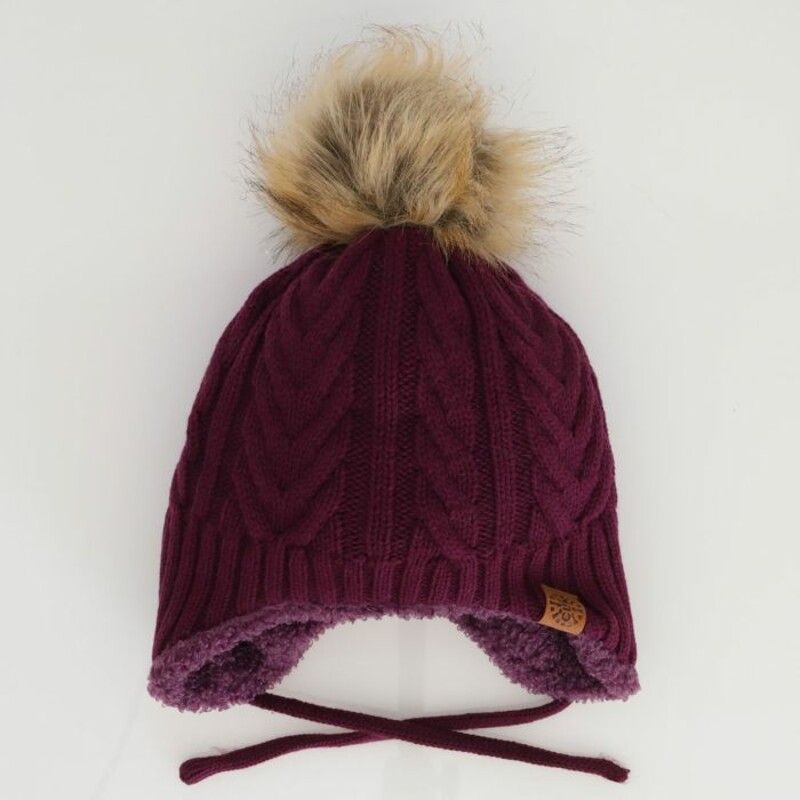 Hat With Pom S 9-24m Pur, Purple, Size: Hat Winter