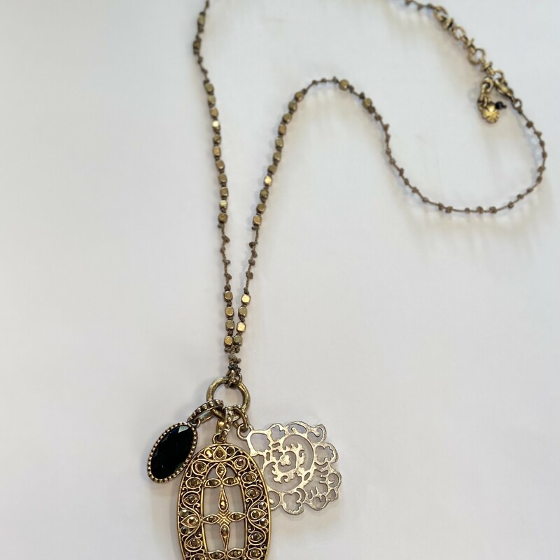 Gld/blk Antiqued Necklace