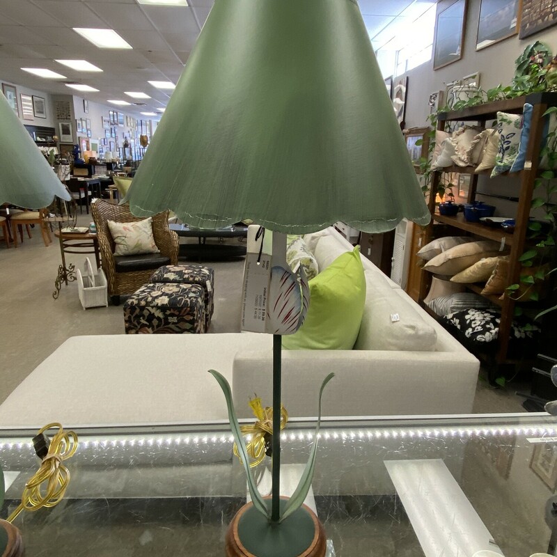 Metal Tulip Table Lamp, Green, Size: 25 Inch