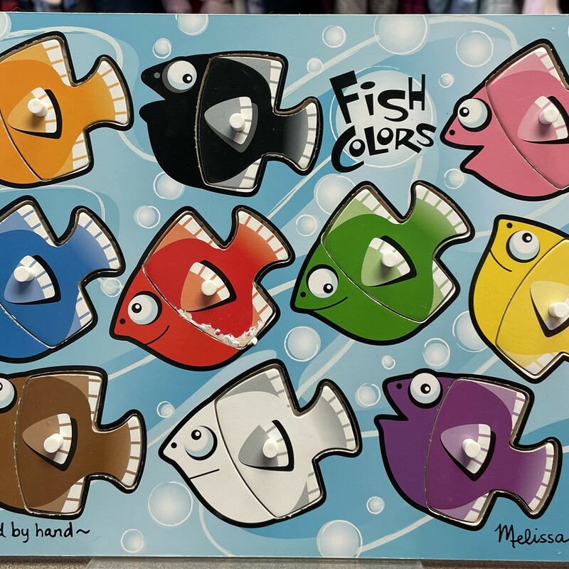 M&D Fish Colors Peg Puzzle, Multi, Size: Used