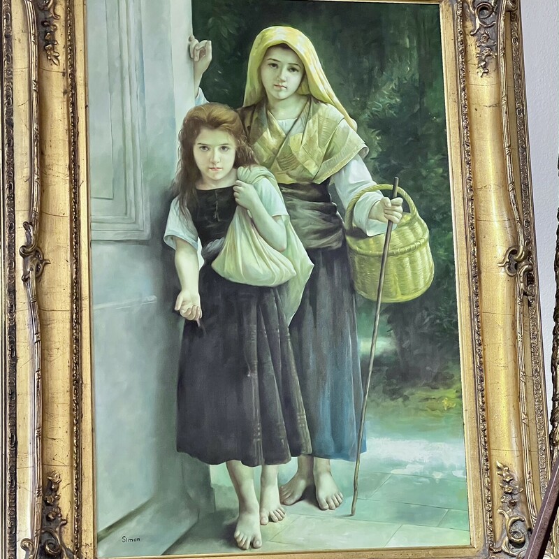 Original oil painting  \"Beggar Girls\"
Size: 34x46