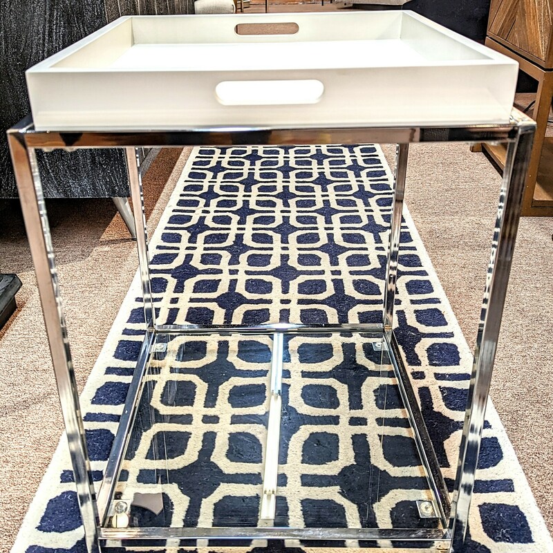 Glass End Table+Tray