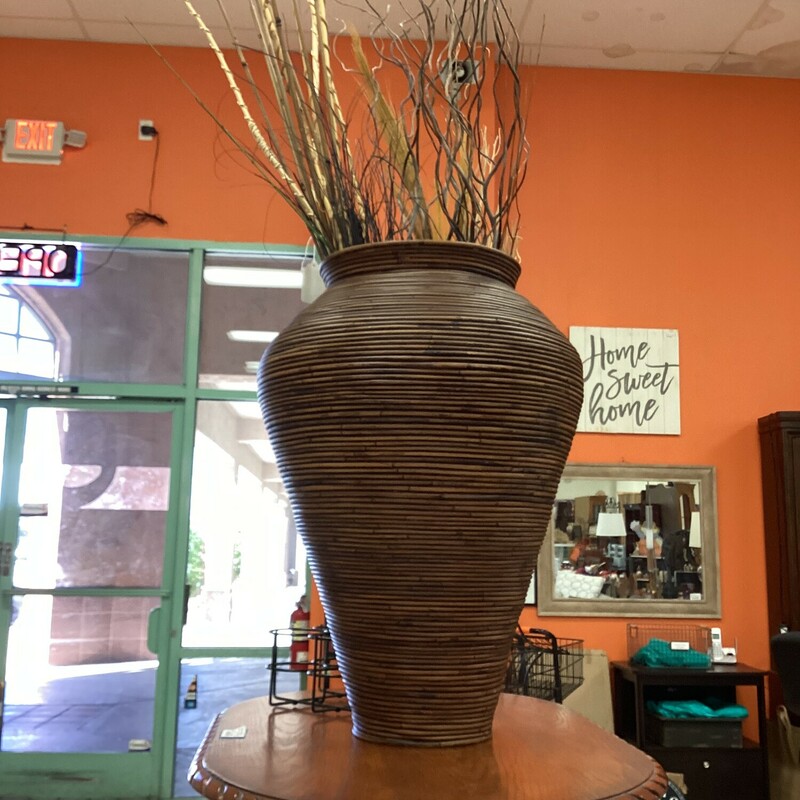Lg Rnd Bamboo Vase, Brown, W/ Sticks
27 in Tall