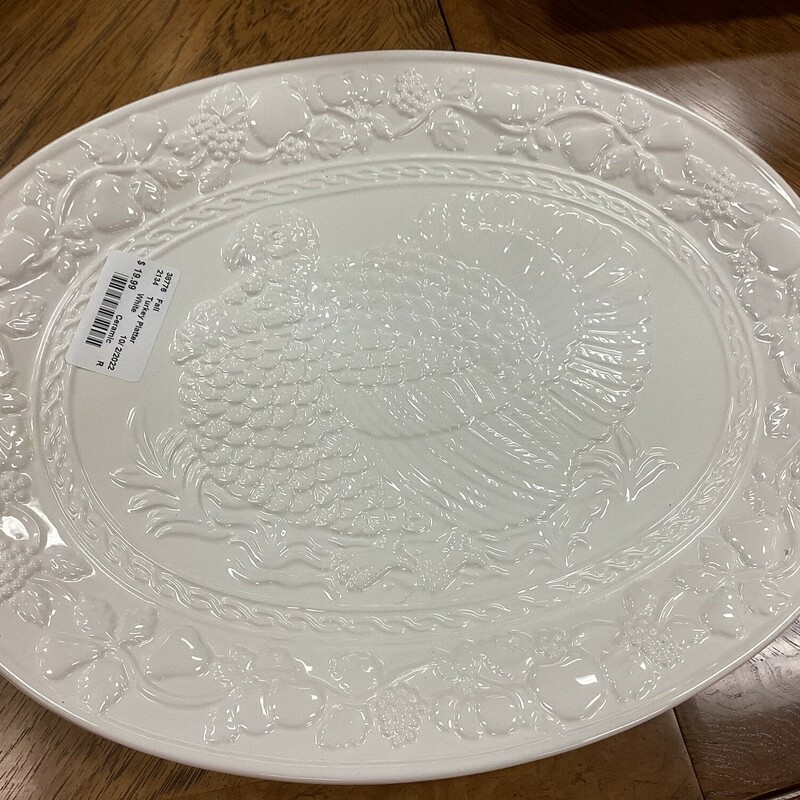 Turkey Platter, White, Ceramic
16 in Oval