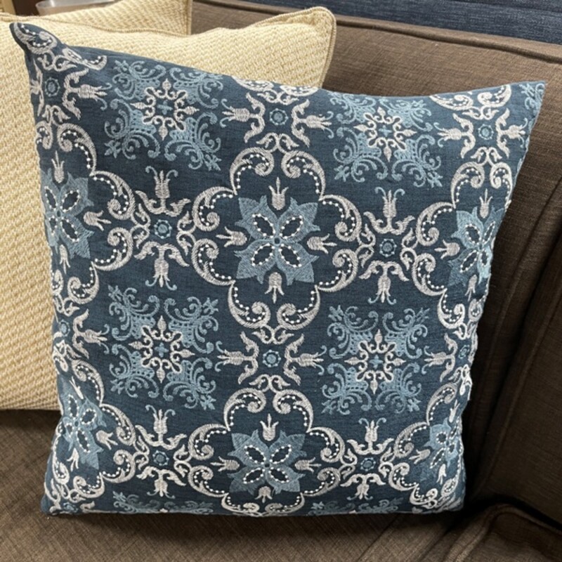 Blue Embroidered Pillow