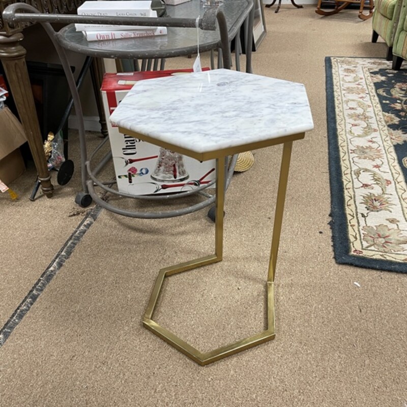 Gold Marble Top End Table