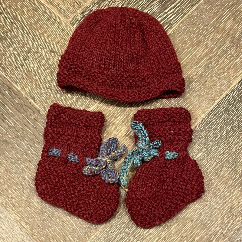 Baby Knit Hat & Bootie, Maroon, Size: Newborn