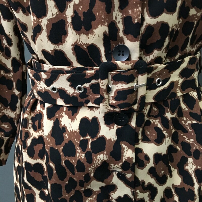 Charlotte Russe Shirt, Pattern, Size: Small<br />
Leopard print shirt dress, button up front, belted, 3/4 button cuff sleeves. 100% polyester, hand wash cold.<br />
New with Tags<br />
8.4 oz