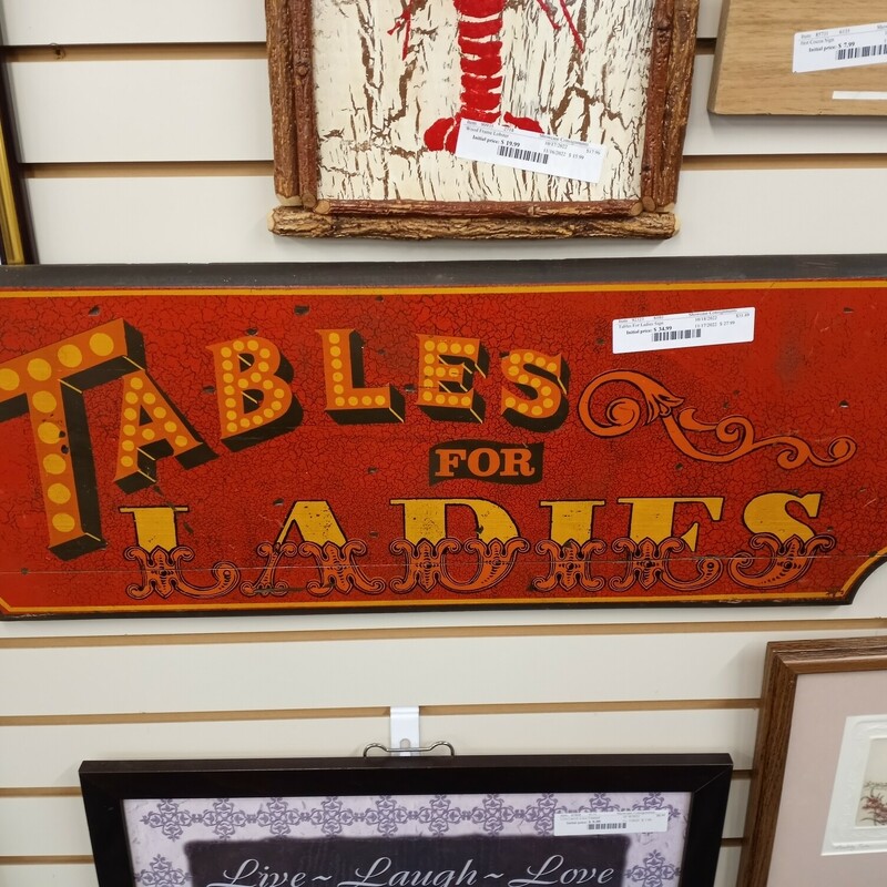 Tables For Ladies Sign
