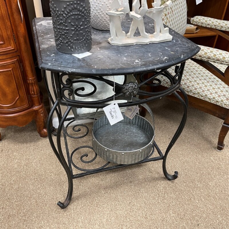 Marble Top Iron Side Table, Size: 22x24x29