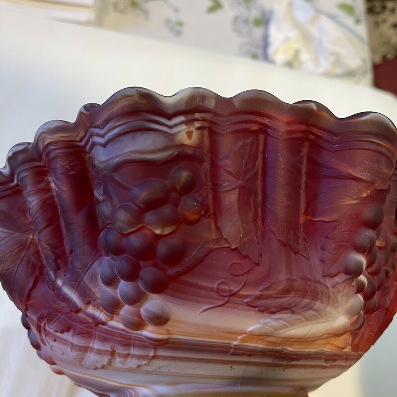 Slag Relief Ruffled Bowl, Red
