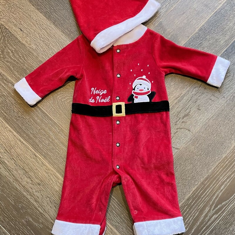 Santa Suit With Hat, Red, Size: 6M