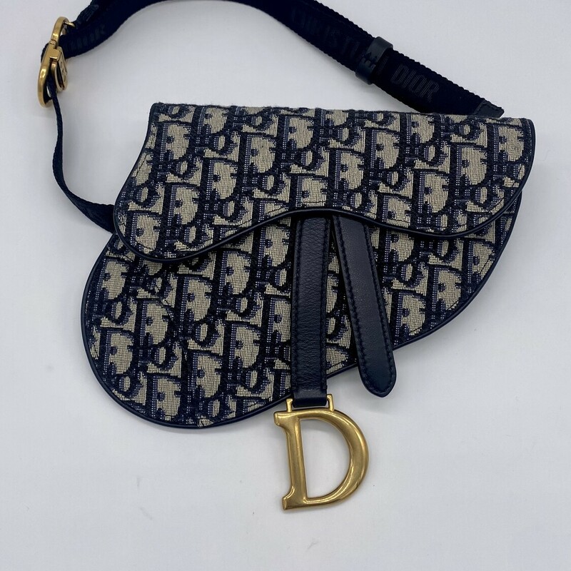 Christian Dior Oblique Saddle Belt Pouch - Blue Waist Bags, Handbags -  CHR355098
