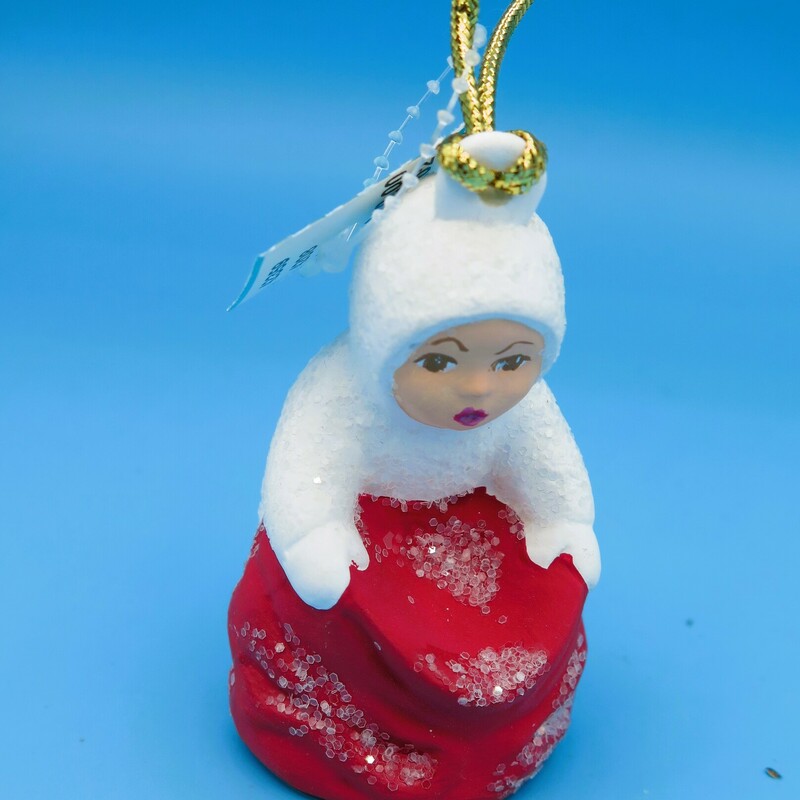 Ceramic Snow Baby, Wht/red, Size: 3.25x1.75