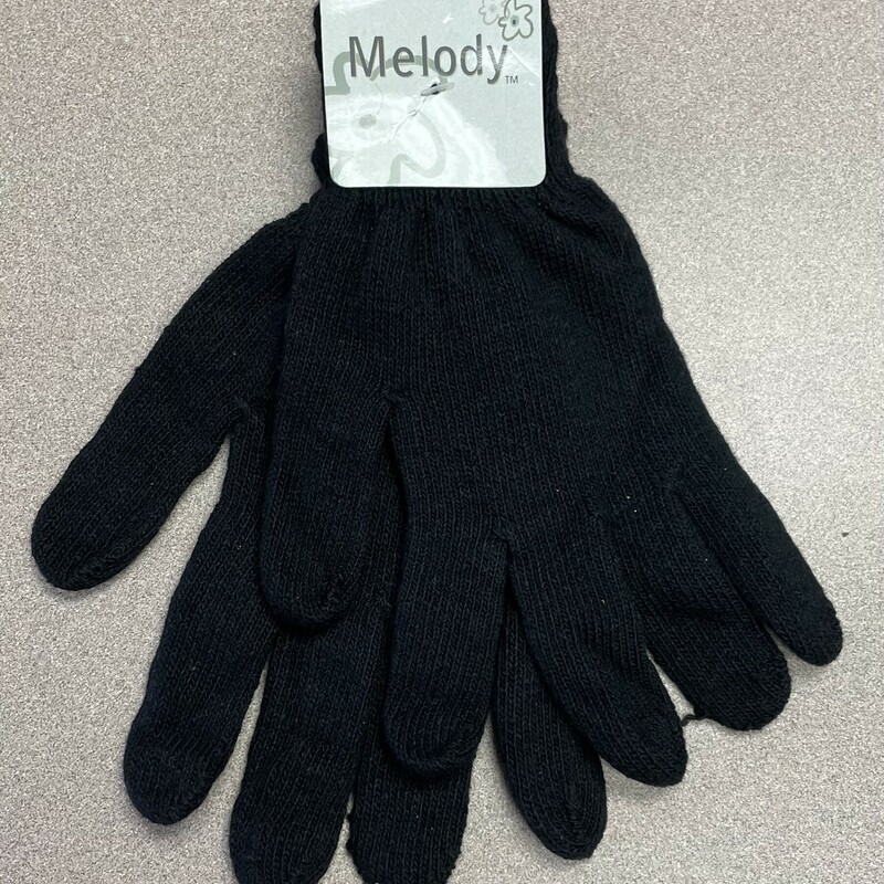 Knit Gloves (NEW), Black, Size: 8-10Y