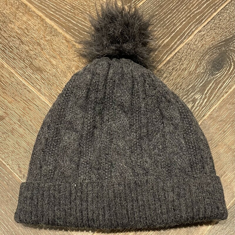 Fleece Lined Knit Hat, Charcoal, Size: 6-7Y