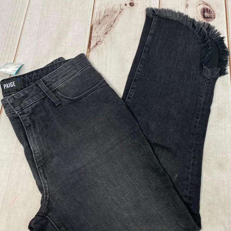 Paige Jeans - EUC - Like New!
Washed Black Denim
Hoxton Straight Ankle Style
Heavily Distressed Hem
Size: Womens 28 Waist -  Approximately Size 6
94% Cotton, 5% Poly, 1% Elastane