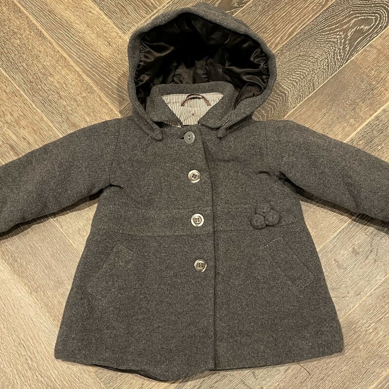 Jacadi Hooded Coat, Grey, Size: 12M