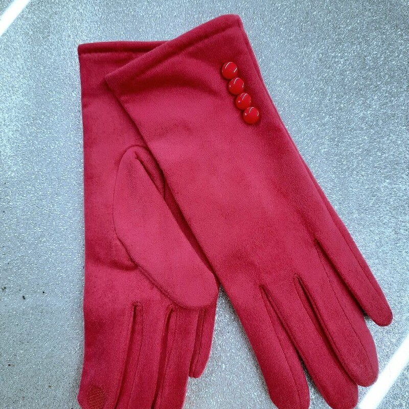 Fuzzy Lined Button Gloves