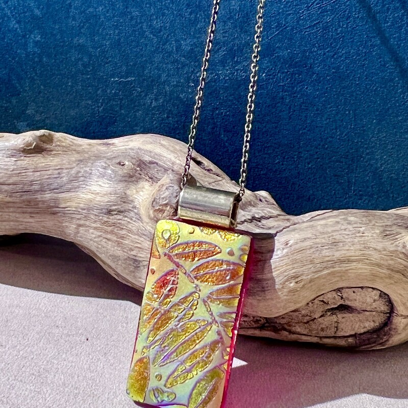 Dichroic Glass Necklace - back is red