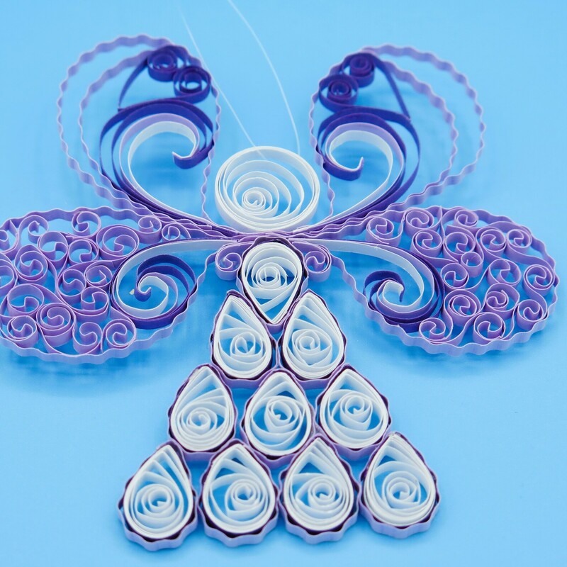 Quilled Angel Lg, Purple, Size: 4x4