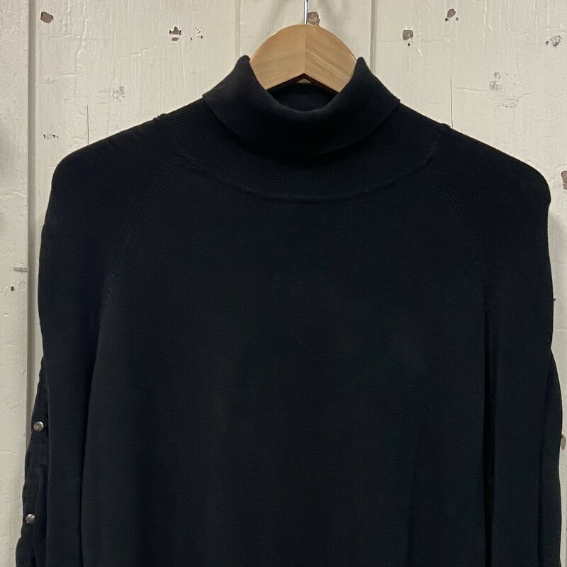 Blk Ruched Turtle Sweater
