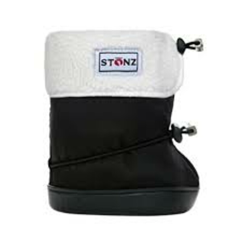 Stonz Booties - Black, Black, Size: Medium
NEW! For Fall, Winter, and Spring!
100% Waterproof  5,000 mm
Fleece Insulated
Recycled Rubber Bottom
6-18 Months
For Extra Warmth -Layer with a Fleece Bootie Linerz
