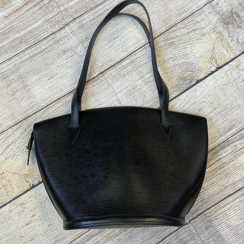 Sale!! was $699.99 NOW $559.99

Louis Vuitton LV Saint Jacques Epi purse  Black, Oval Shape bottom.  Retial price $1400.00. This bag is in great condition.  There is a small mark on the inside, see pics , Black Leather, Gold-Tone Hardware, Dual Shoulder Straps, Some Staining On The Suede Lining At The Bottom, Zip Closure at Top.

Details, Shoulder Strap Drop: 11 inches, Height: 20.25 inches, Width: 13.5 inches, Depth: 0.5 inches.

*Additional shipping and insurance rates will apply. A separate invoice will be sent due to the value of this item.