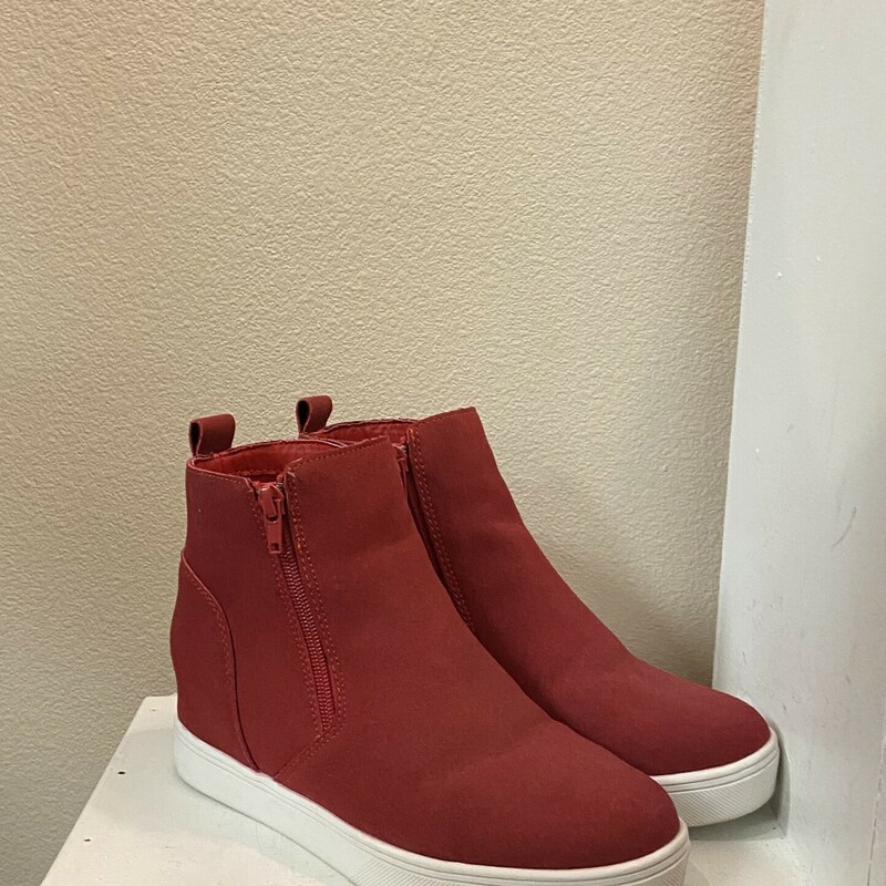 Red Wedge Zip Sneaker