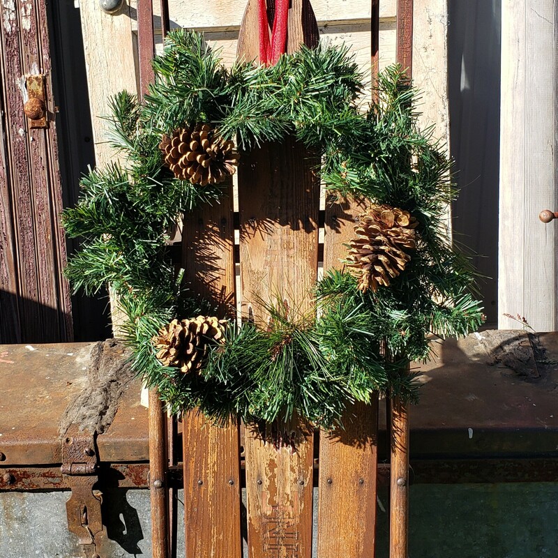 Vintage Sled With Wreath